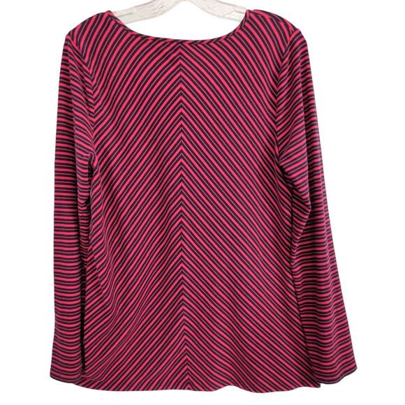 J.Jill Jersey Knit Tee Womens Size M Red Mixed Stripe Long Sleeve Pull Over Top - Picture 3 of 10